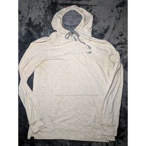 Y2K Hollister Men's S Hoodie Cream White Aop Pullover Seagull Logo